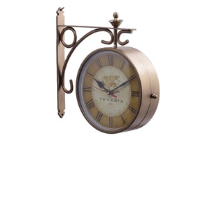 Vintage Double Sided <b>Metal</b> Wall <b>Clock</b> Antique Hanging <b>Clock</b> for Living Room Cafe Hotel Home Decor - Product Image 3