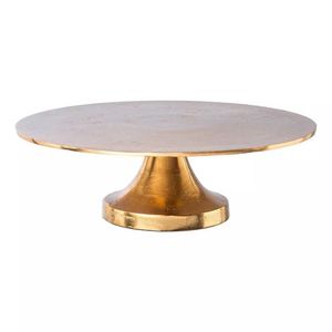 Classic Design Two-Tier Metal <b>Cake</b> Stand with <b>Gold</b> Finish and Bow <b>Top</b> Design - Product Image 4