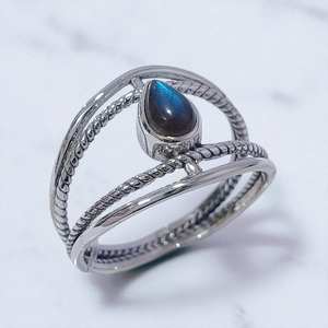 Bagues en argent sterling 925, forme poire, multi-pierres précieuses, prix de gros, bagues et bijoux en argent - Product Image 2