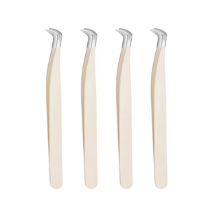 Nouvel ensemble de 4 pinces à épiler de précision pour extensions de cils en fibres, couleur personnalisée premium - Product Image 1