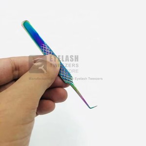 Pince à épiler pour extensions de cils en acier inoxydable de haute qualité 7 mm, testée à la main, logo personnalisé, angle de 90 degrés, pince à épiler pour cils volumineux - Product Image 4