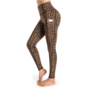 Women’s High Waist Leopard Print Push Up <b>Leggings</b> <b>Pocket</b> Fitness Gym Sports Pencil Pants Athletic Sweat Trousers - Product Image 2