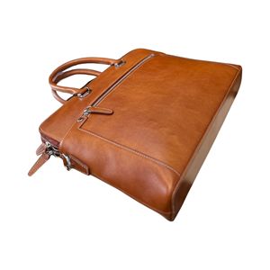 Maletín Unisex de Cuero Genuino, Suave, Casual, Azul Marino, Cierre de Cremallera Dorada, Impermeable, Ecológico y Ligero - Product Image 4