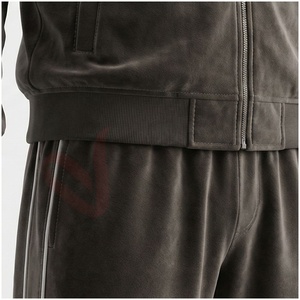 Ensemble de survêtement gris pour homme, manches longues, col montant, fermeture éclair sur le devant, couleur unie, respirant, décontracté, pour l'automne, coupe classique - Product Image 5
