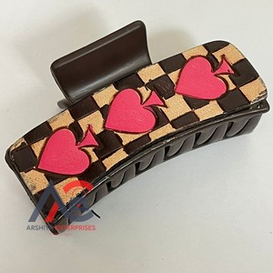 Personalized Hand Tooled Leather Checkered Heart Design Hair Claw <b>Clip</b> Cowgirl Hair Accessory Luxury Fashion Claw <b>Clip</b> for Women - Product Image 1