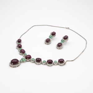 Charming <b>Ruby</b> Oval <b>Necklace</b> And Earring Set Elegant Womens Gemstone Fashion Jewelry Perfect Collection - Product Image 2