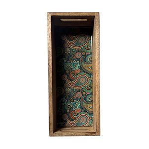 Plateau décoratif en bois fait main, plateau de service rectangulaire avec insert à motifs, design personnalisé pour la salle à manger à domicile - Product Image 1