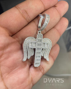 Pendentif Croix Aile d'Ange en Moissanite, Pendentif Croix Bling Glacé, Pendentif en Argent 925, Style Hip-Hop, Passe le Testeur de Diamant - Product Image 3