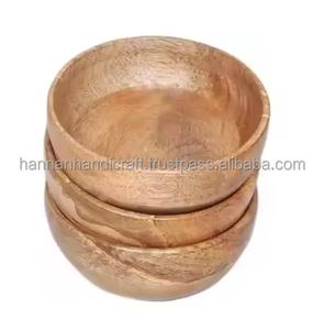 Juego de Tazones para Servir de Madera Natural Hechos a Mano de Alta Calidad, Tazones para Ensalada de Nogal Tallados y Personalizados para el Hogar, para Comida India - Product Image 2