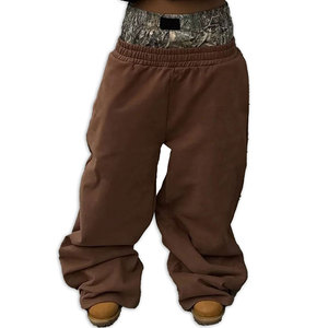Nouveau design – Pantalon de survêtement baggy en molleton français vieilli pour homme, coupe droite, en coton, avec bas zippé et bande décorative - Product Image 4
