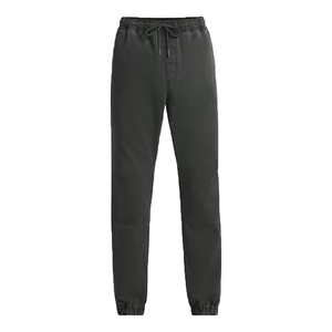 Pantalon de survêtement noir pour homme, taille élastique, cordon de serrage, poches latérales, décontracté, respirant, coupe-vent, 100% coton, léger, hiver - Product Image 1