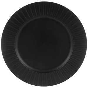 Wholesale Elegant Matte <b>Black</b> Ribbed Charger <b>Plates</b> Round Plastic Service Dinner <b>Plate</b> Bulk for Wedding Party Table Decoration - Product Image 1