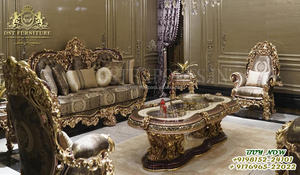 Svt-ensemble de canapé en velours, Baroque, manoir Royal, meubles de salon, en rouge, traditionnel, or - Product Image 5