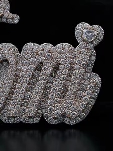 Hip Hop Jewelry Mens Iced Out Custom Letter <b>Pendant</b> 925 Sterling <b>Silver</b> VVS Moissanite Diamond Number Name <b>Initial</b> Logo <b>Pendant</b> - Product Image 2