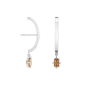 <b>Emerald</b> Diamond Dangle Arc <b>Stud</b> <b>Earrings</b> 21mm Modern Sculptural Minimalist Geometric Drop <b>Earrings</b> 14K 18K Solid Gold Wholesale - Product Image 4