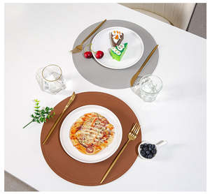 Mantel Individual de Lujo de Cuero Sintético PU, Lavable, para Eventos Festivos, Hogares Modernos, Mantel Individual Redondo Personalizado para Mesa de Café y Comedor - Product Image 6