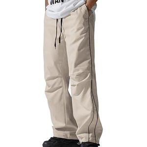 กางเกงวอร์มทรงหลวมสำหรับผู้ชาย ผ้าไนลอนน้ำหนักเบา กันลม กันยับ เอวยางยืด มีเชือกผูก กางเกงวิ่งออกกำลังกาย - Product Image 1