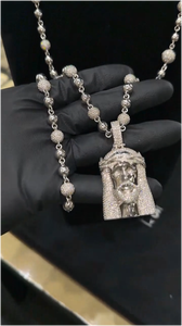 CONCEPTION Collar Unisex de Alta Calidad con Colgante de Jesús, Chapado en Oro de 18k, con Moissanita y Plata de Ley 925, Estilo Hip Hop Iced Bling, Tamaño Grande - Product Image 3