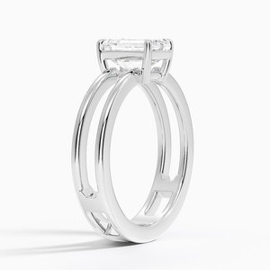 BOJ <b>Ring</b> 058 <b>Emerald</b> Cut 925 <b>Silver</b> Aimee Open Double Band & Rhodium Plated Wedding 2ct D Color VVS1 Moissanite GRA Certified - Product Image 2