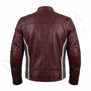 Veste de moto en cuir de vache véritable NAI 0404D avec logo avant en toile, manteau de motard tendance, équipement de protection pour la conduite - Product Image 2