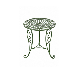 <b>Round</b> Metal Outdoor <b>Table</b> with Lattice Top and Floral Design in Antique Finish - Product Image 5