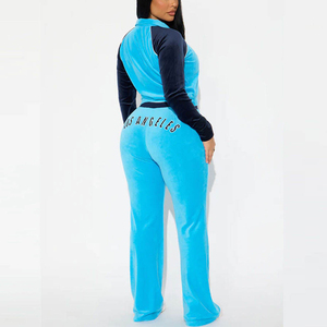 Velvet Tracksuit for women Pullover Long Sleeve Hoodie <b>Sweatshirt</b> 2 Piece Jogging Suits Workout Outfits with Pockets - Product Image 2
