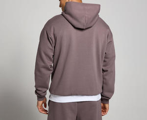 Survêtement unisexe gris à capuche avec cordon de serrage, manches longues, couleur unie, coupe décontractée ample, poches latérales, tissu épais, délavage acide, hiver - Product Image 4