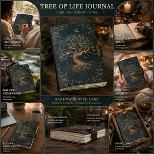 Tree Life Leather <b>Journal</b> Handmade Hardcover Diary Antique Lock Clasp Deckle Edge Paper Blank <b>Writing</b> Notebook Gift Custom - Product Image 6