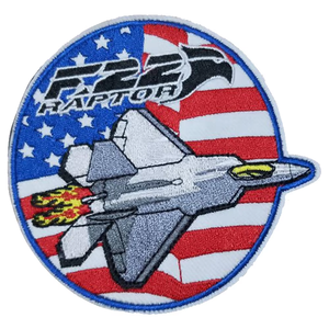 แผ่นปะติดผ้าสักหลาดแบบไม่ทอ ปักลาย 3 มิติ รูปเครื่องบินรบ F-22 Raptor พร้อมลายธงชาติอเมริกา รูปทรงสี่เหลี่ยมผืนผ้า สำหรับเย็บติด - Product Image 1