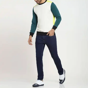 Sweat-shirt homme coupe ajustée en mélange de coton, col rond, manches longues, basiques pour l'automne, options d'impression numérique de logo personnalisé, teinture unie - Product Image 6