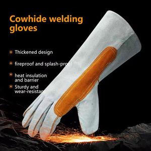 Gants de soudure en cuir Vantrex Industries, couleur personnalisée jaune, protection thermique de la paume, longueur jusqu'au coude, pour l'extérieur, toutes saisons - Product Image 4