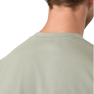 เสื้อยืดคอกลมสีเขียวมะกอกสำหรับผู้ชาย ผ้าฝ้ายผสม 100% แขนสั้น ทรงปกติ สวมใส่สบายๆ ในฤดูร้อน รับทำโลโก้ด้านหน้า รับผลิตแบบ OEM ODM ขายส่ง - Product Image 4