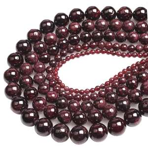 ลูกปัดพลอยโกเมนสีแดงธรรมชาติทรงกลม รับรองโดย IGI สำหรับทำเครื่องประดับ สร้อยข้อมือ สร้อยคอ DIY ขายส่งเครื่องประดับ - Product Image 1