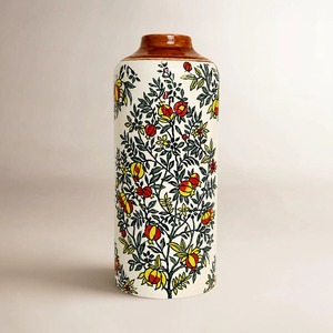Jarrón de Cerámica Tradicional para Mesa, Pintado a Mano con Diseño Floral de Granada y Borde Marrón - Product Image 5