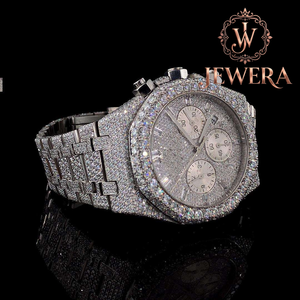 Reloj de Lujo para Hombre de Acero Inoxidable con Diamantes Moissanite, Resistente al Agua y con Cronógrafo de Cuarzo, Disponible para la Venta - Product Image 3