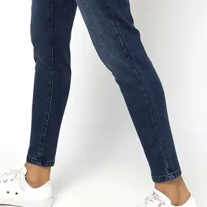 Jean en denim décontracté pour femme, coupe droite, taille mi-haute, longueur complète, couleur unie personnalisée, 100 % coton de haute qualité, séchage rapide - Product Image 6