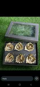 Lotus Shaped Small Brass Diya for Puja 3inch Multicolor Petals Center Wick Holder Pital Akhand Deep Vilakku Set Of 6 Pcs - Product Image 2