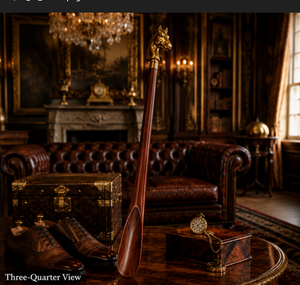 Chausse-pied de luxe vintage en laiton avec manche en bois en forme de tête de cheval, décoration décorative pour la maison et le salon - Product Image 2