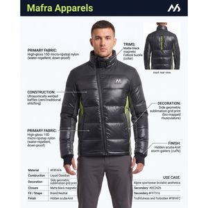 Blouson matelassé technique pour homme en nylon 15D avec coutures thermosoudées, vêtement d'extérieur d'hiver OEM - Product Image 5