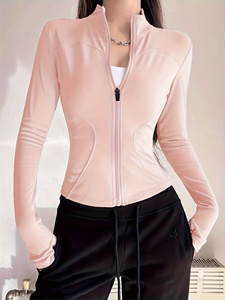 Womens Smooth Finish Yoga <b>Jacket</b> Stretch Fitness Running Gym <b>Workout</b> Activewear Custom Logo OEM ODM Private Label Wholesale - Product Image 1