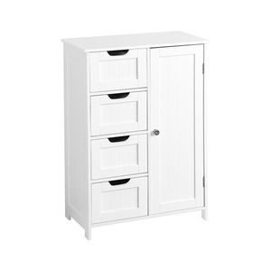 Mobiletto Moderno Bianco per Bagno Salvaspazio con Ripiani Regolabili e Cassetti in MDF, PVC e Metallo per Uso Domestico - Product Image 2