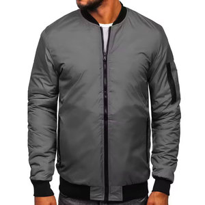 Blouson Bomber Gris pour Hommes Perfectionists, Fermeture Éclair, Couleur Unie, Décontracté, Coupe-Vent, Polaire, Polyester/Coton, Séchage Rapide, Vêtement d'Extérieur - Product Image 4