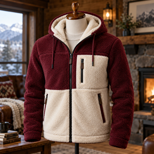 Veste à capuche en polaire pour homme, avec un matériau en polaire épais, coupe décontractée confortable, fermeture éclair sécurisée, poignets côtelés - Product Image 1