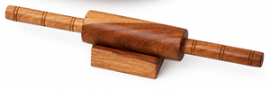 Handcrafted <b>Wooden</b> Roti Chakla Belan Set with Round Serving Board and <b>Rolling</b> Pin <b>Holder</b> - Product Image 5