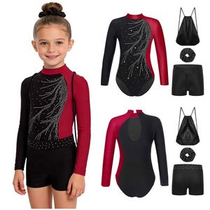 Tenue de gymnastique, patinage artistique et danse pour filles de 6 à 16 ans, justaucorps avec short pour la danse, l'entraînement, les compétitions et les récitals. - Product Image 2