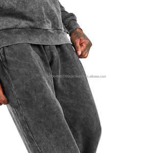 Chándales de lavado ácido acampanados personalizados para hombre XL 100% algodón bordado personalizado pantalones de retazos desgastados estampado activo invierno - Product Image 3