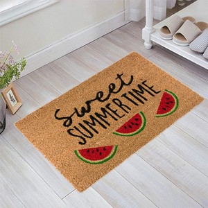 Paillasson rectangulaire en fibre de coco antidérapant brodé style ferme, motif pastèque 'Sweet Summer Time' pour la maison - Product Image 1