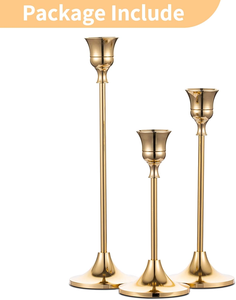 Juego de 3 Candelabros de Latón Dorado, Hechos a Mano, Duraderos, Decorativos para Navidad, Centro de Mesa - Product Image 2