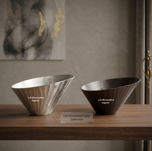 Bol en métal asymétrique moderne, géométrique, ciselé, centre de table, bol à fleurs, style nordique luxueux, décoratif pour la maison et les hôtels - Product Image 3