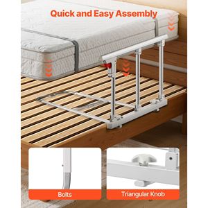 Barre d'assistance de lit pliable à hauteur réglable avec 28 sangles, haute résistance, pour personnes âgées, dispositif d'aide au lit - Product Image 5